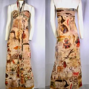 Jean Paul Gaultier Soleil- Tribal Native Maxi Halter Dress -Vintage- M-rare find